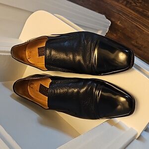 Mens Mercanti Fiorentini Italian Black Leather slip on shoes size 11.5